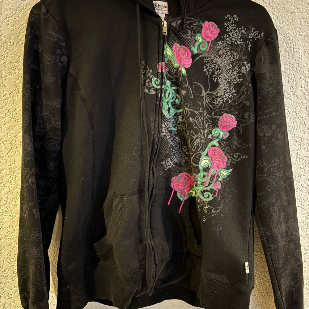 Self Esteem Black Hoodie with Pink and Green Accents